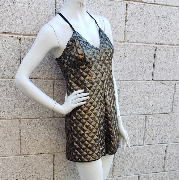 Kendal + Kylie PacSun Gold Sequin Diamond Romper - Picture 3 of 5